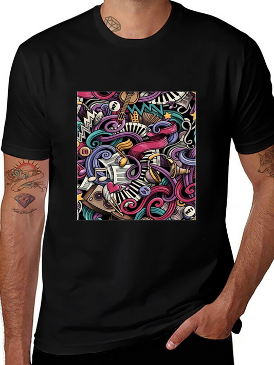 Music Doodle Graphic Black T-Shirt