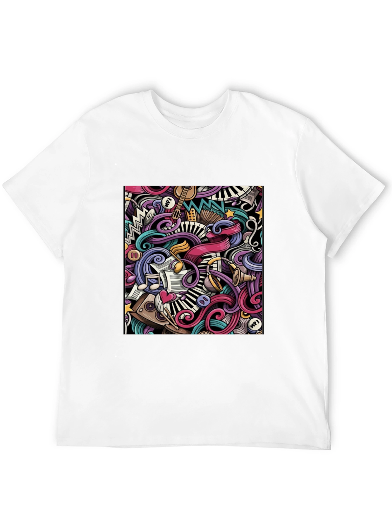 Music Doodle Graphic Black T-Shirt