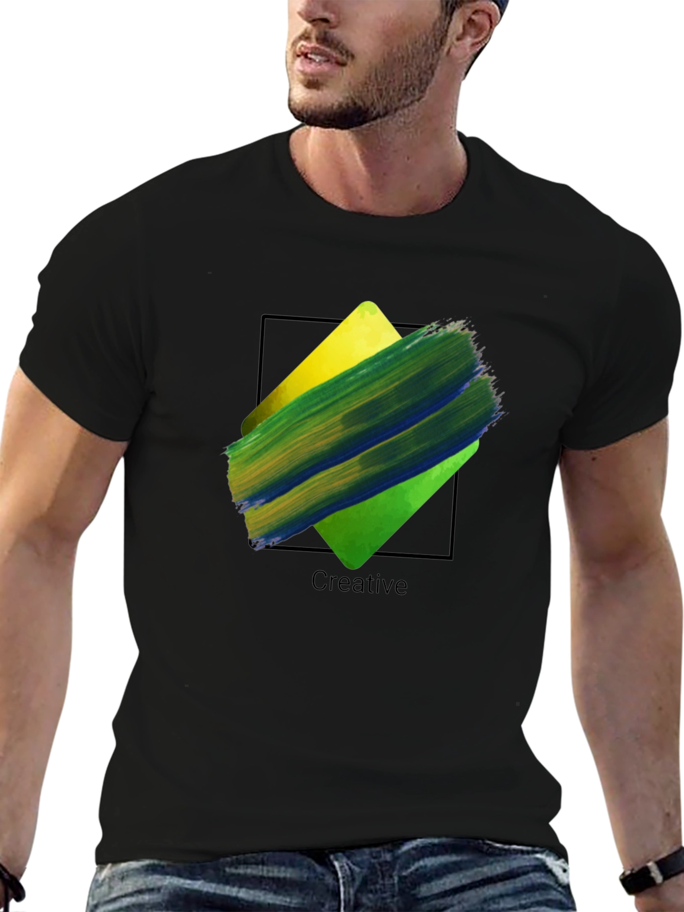 Creative Paint Stroke Graphic Tee - Black Unisex T-Shirt