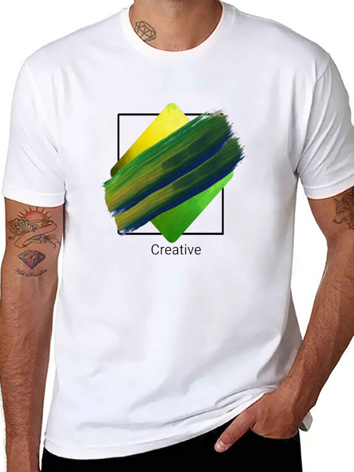 Creative Paint Stroke Graphic Tee - Black Unisex T-Shirt