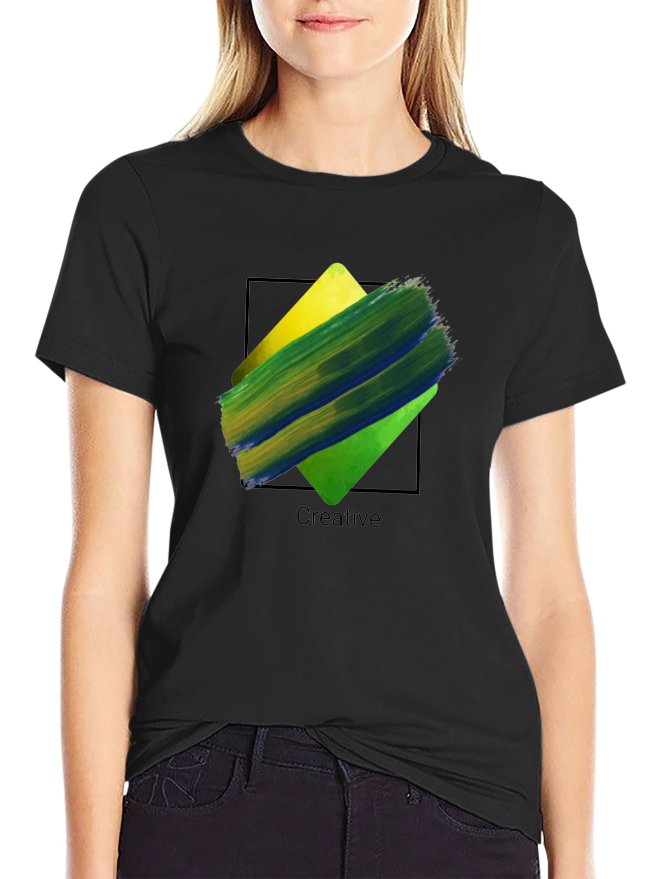 Creative Paint Stroke Graphic Tee - Black Unisex T-Shirt