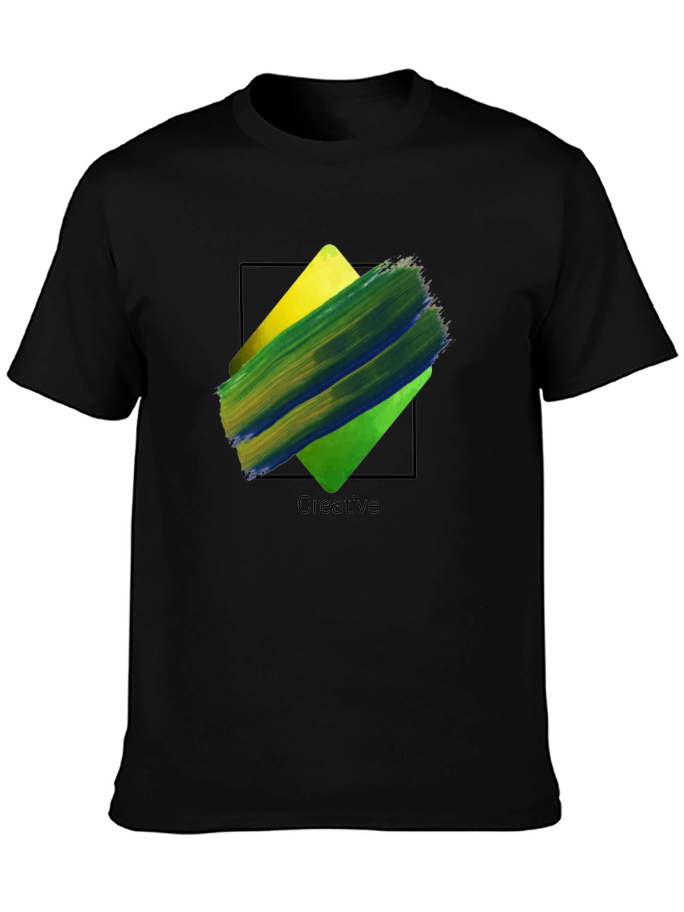 Creative Paint Stroke Graphic Tee - Black Unisex T-Shirt