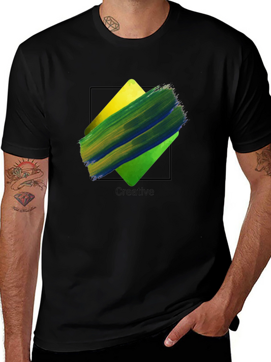 Creative Paint Stroke Graphic Tee - Black Unisex T-Shirt