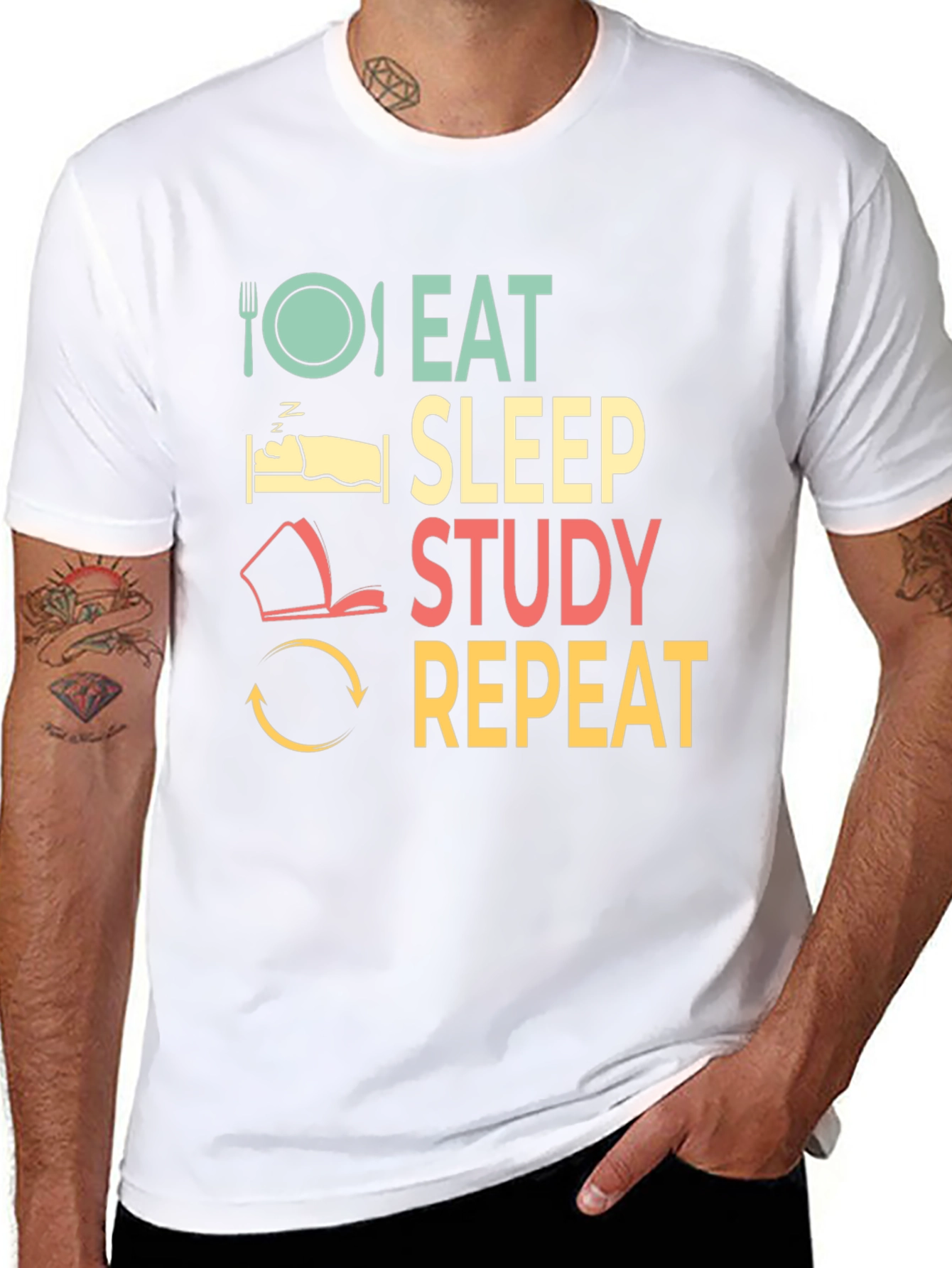 Eat Sleep Study Repeat T-Shirt - Student Life Tee
