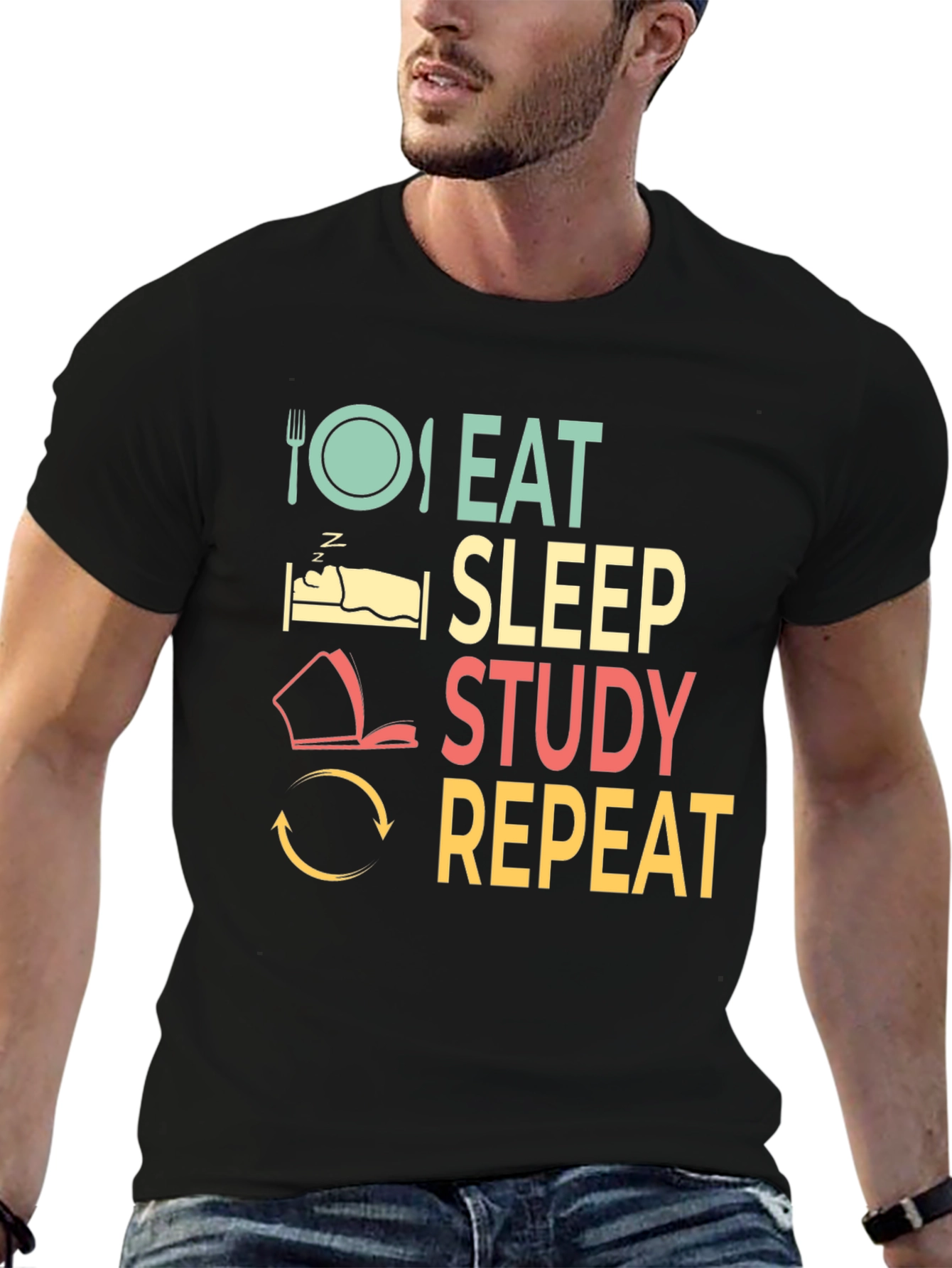Eat Sleep Study Repeat T-Shirt - Student Life Tee