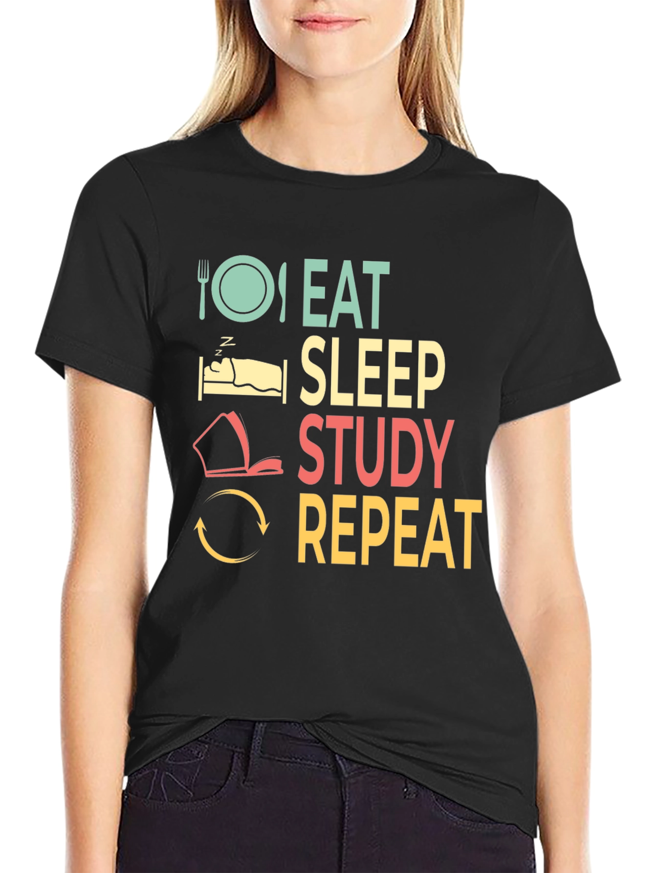 Eat Sleep Study Repeat T-Shirt - Student Life Tee