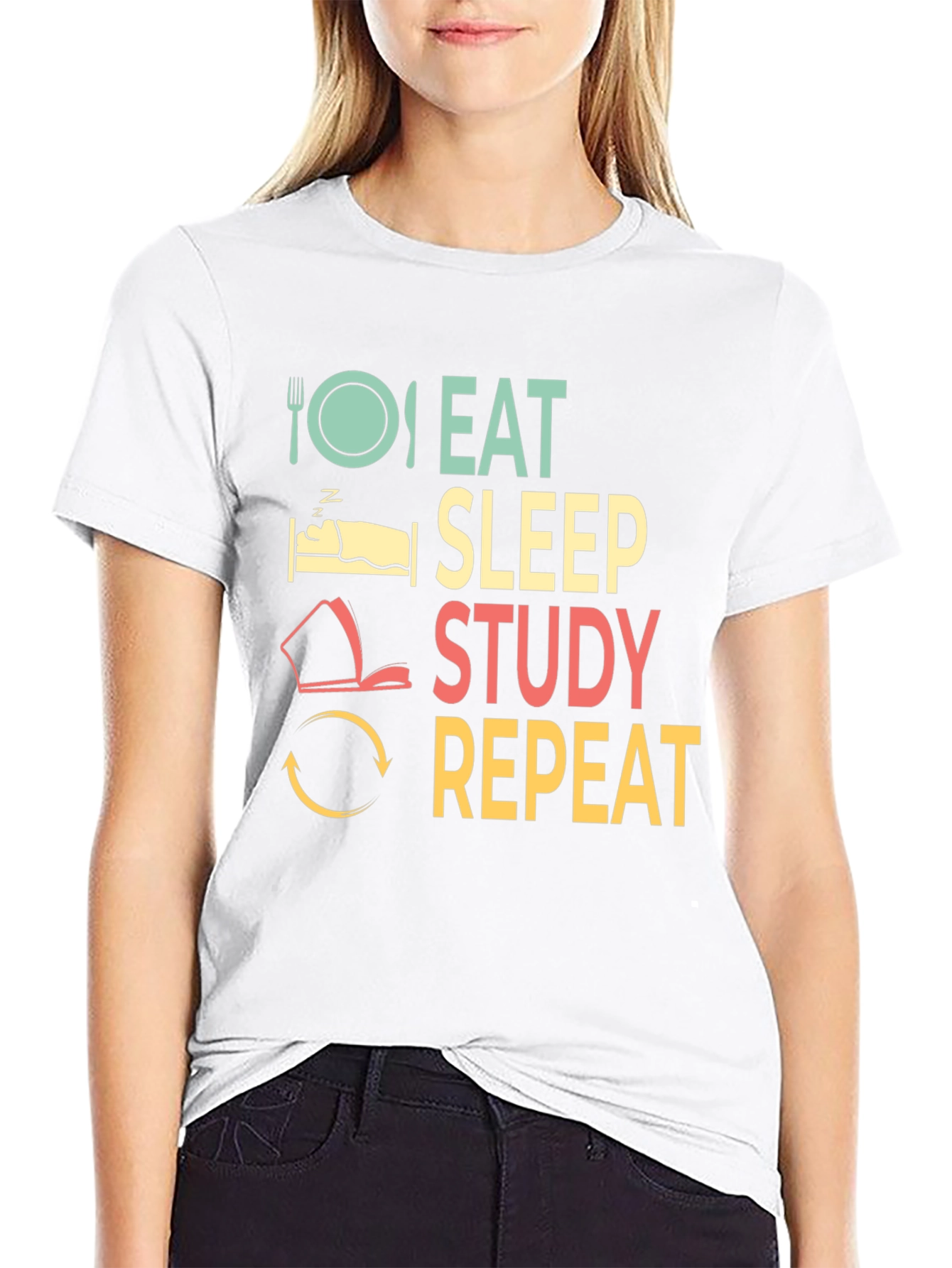 Eat Sleep Study Repeat T-Shirt - Student Life Tee