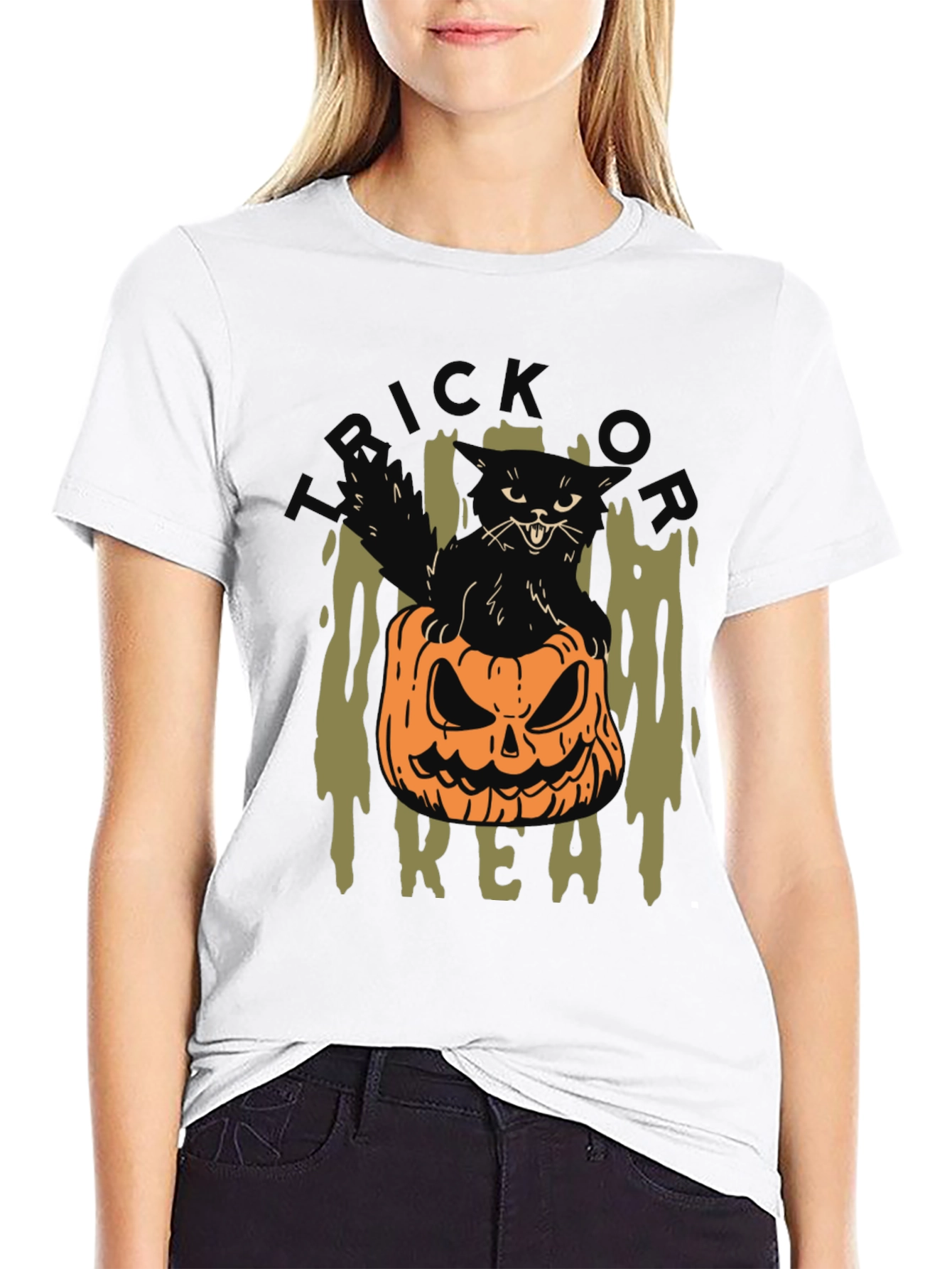 Halloween Cat Pumpkin T-Shirt