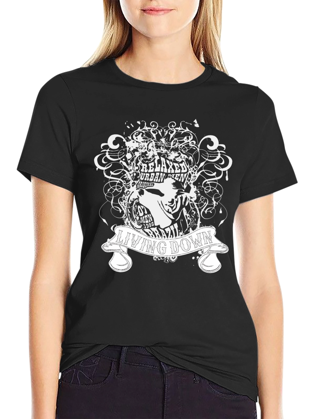 Mens Black Relaxed Urban Tee - Living Down Design