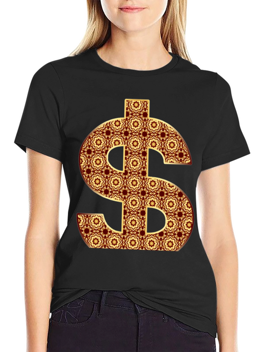 Patterned Dollar Sign Graphic Tee - Bold Fashion Statement
