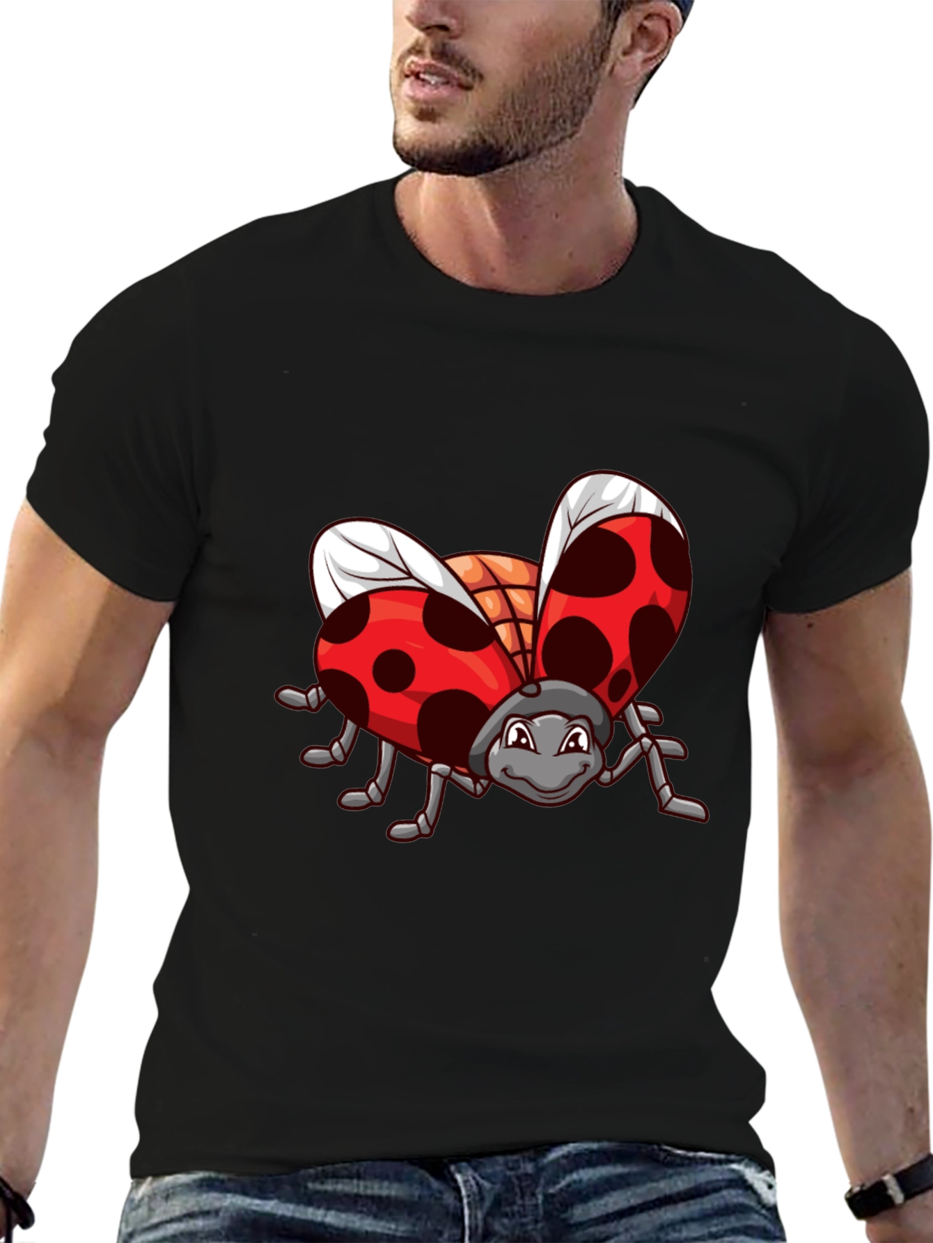 Ladybug Graphic Black T-Shirt