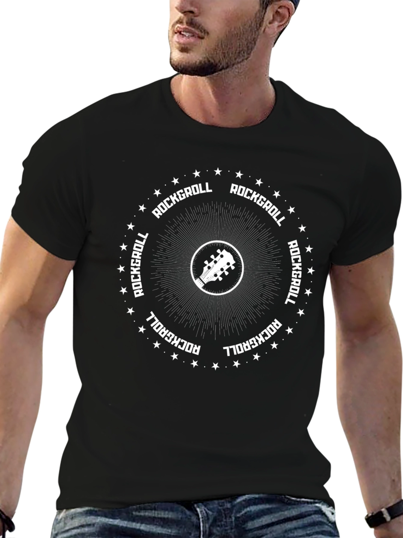 Rock & Roll Guitar Graphic Tee - Black