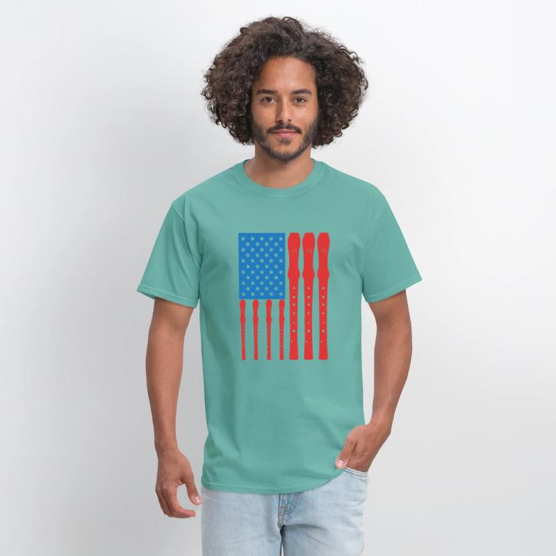 Patriotic US Flute Player