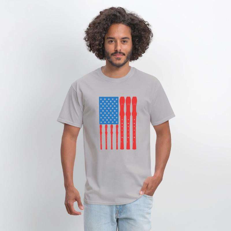 Patriotic US Flute Player