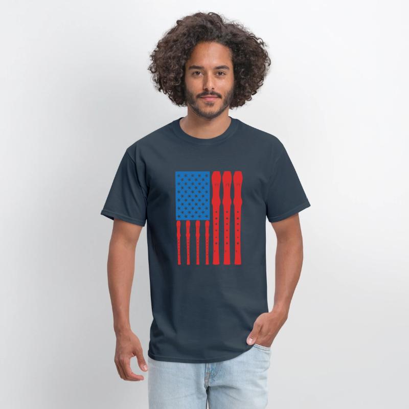Patriotic US Flute Player
