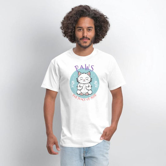 Paws For Peace Of Mind, White Cat Meditation