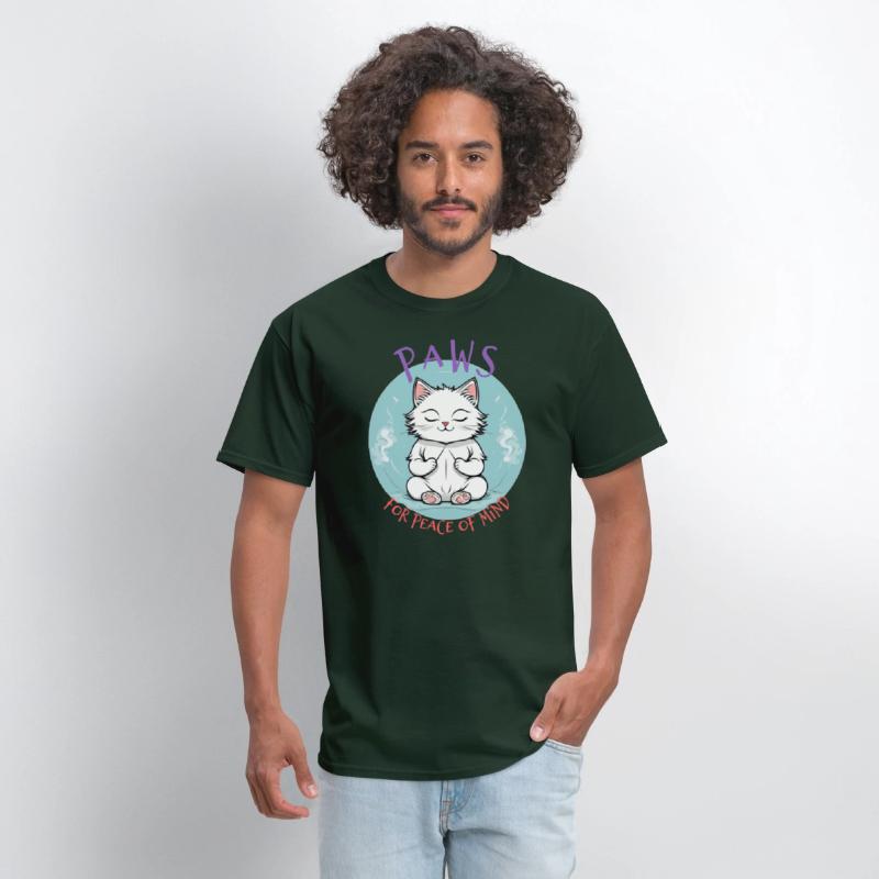 Paws For Peace Of Mind, White Cat Meditation