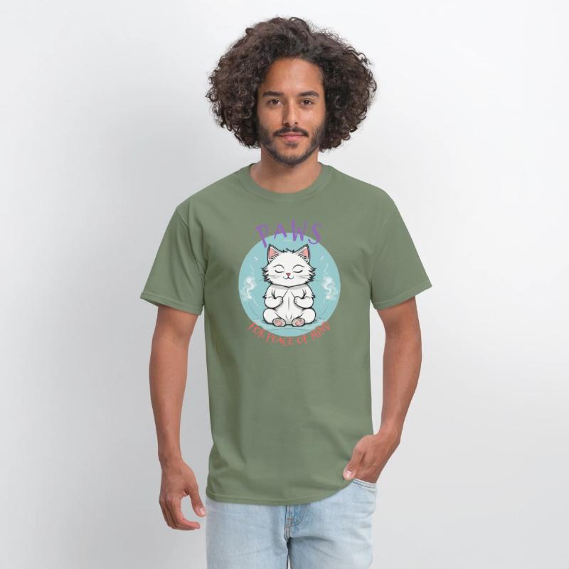Paws For Peace Of Mind, White Cat Meditation