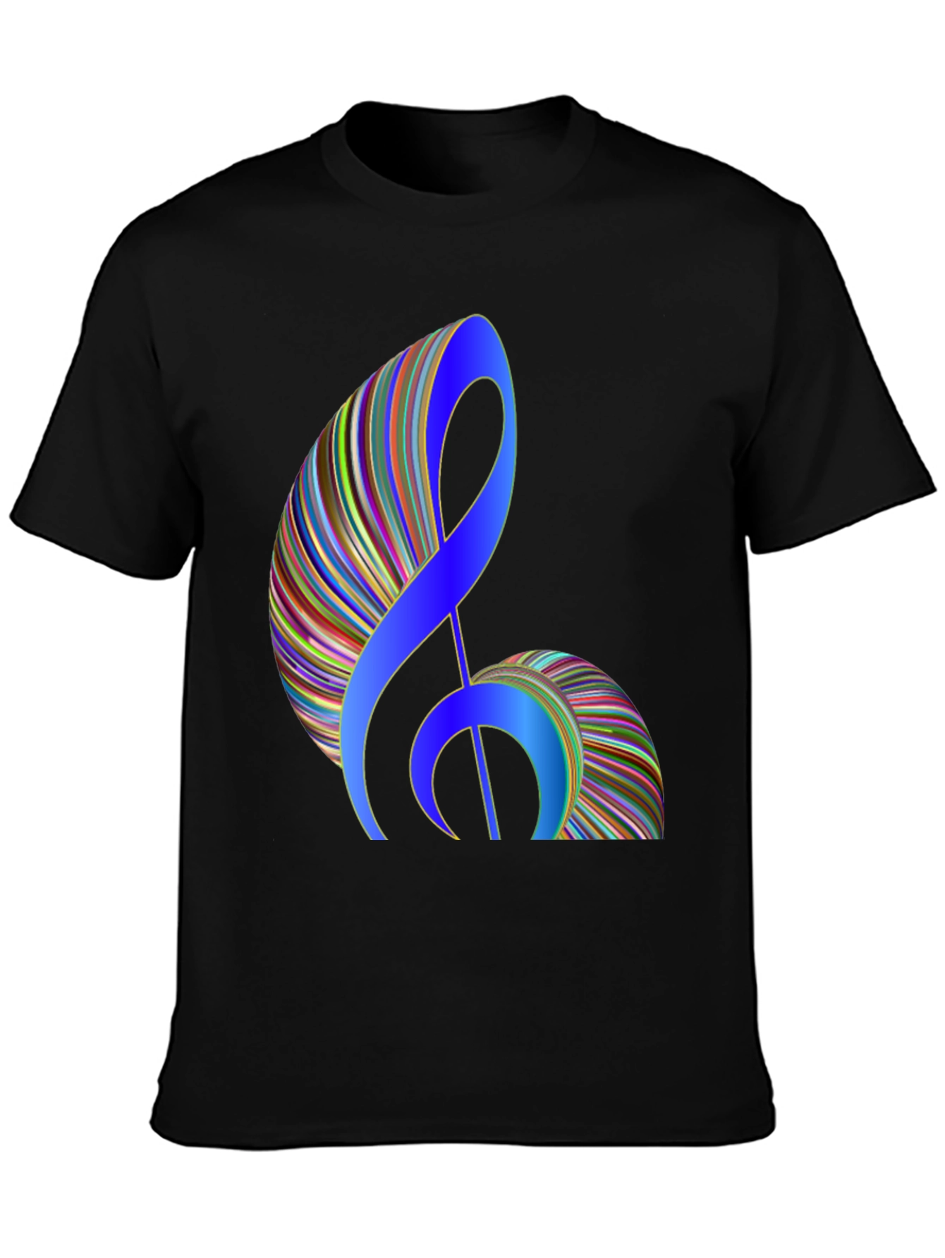 Stylish Music Note Graphic Black T-Shirt