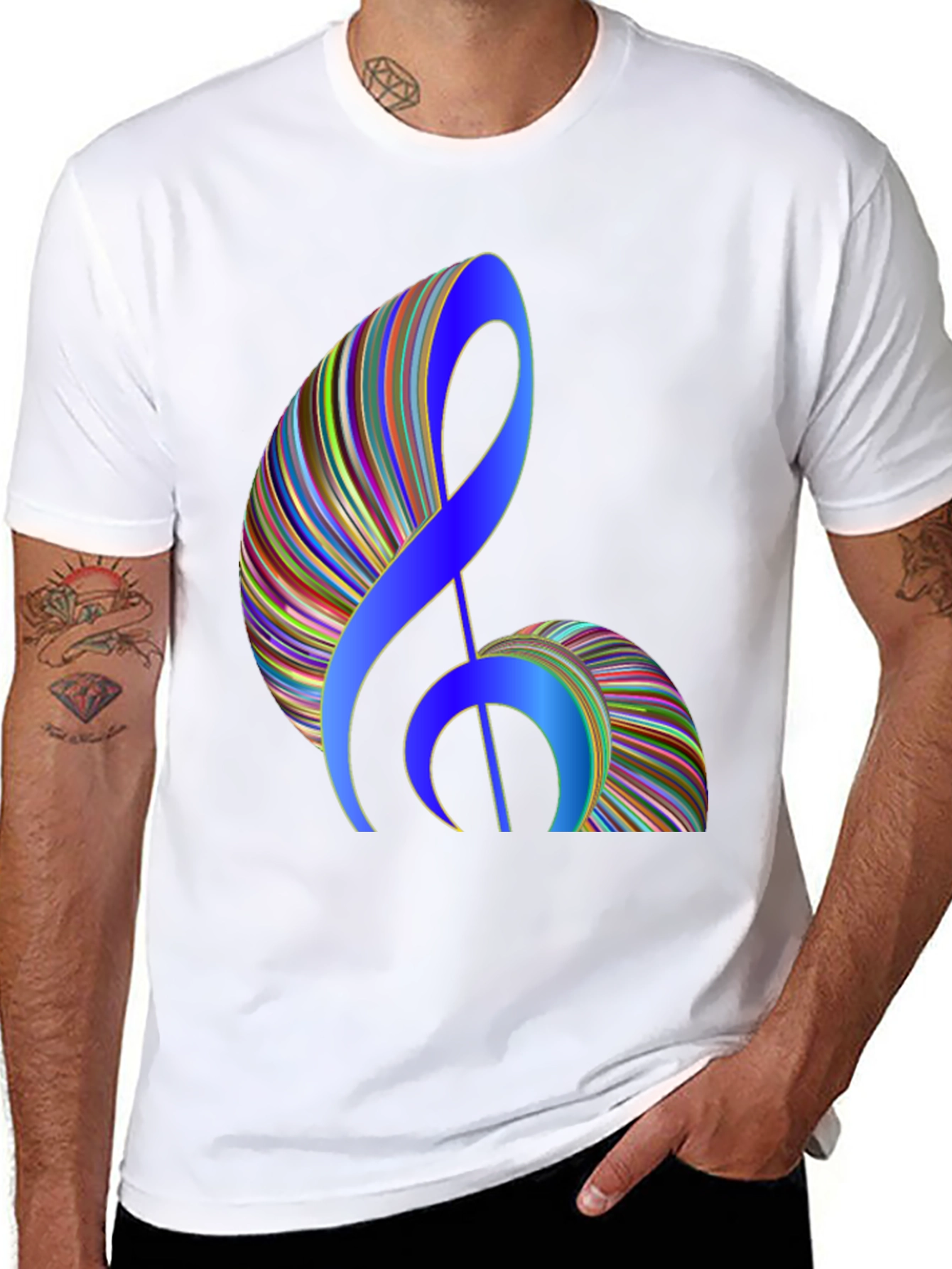 Stylish Music Note Graphic Black T-Shirt