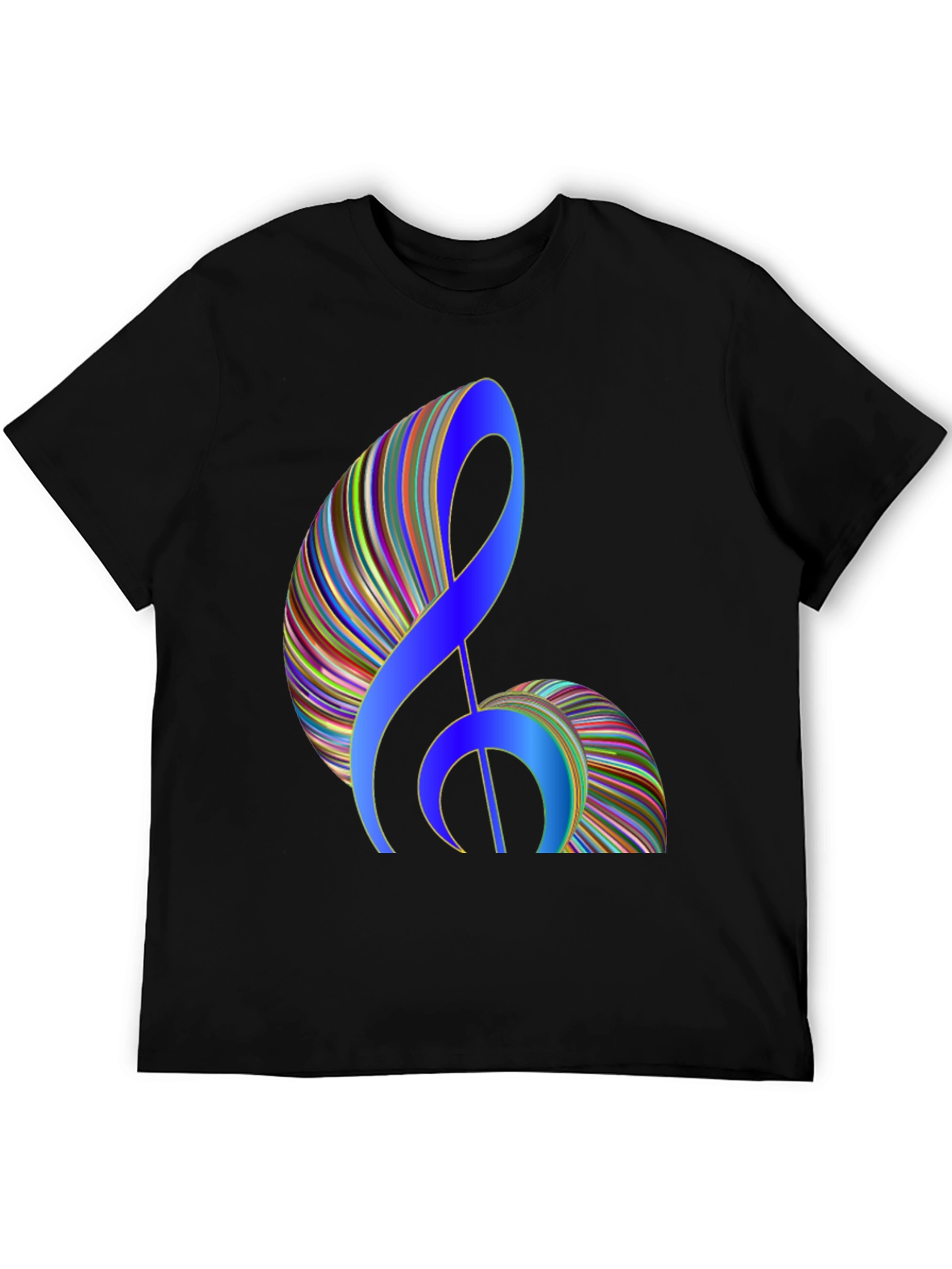 Stylish Music Note Graphic Black T-Shirt