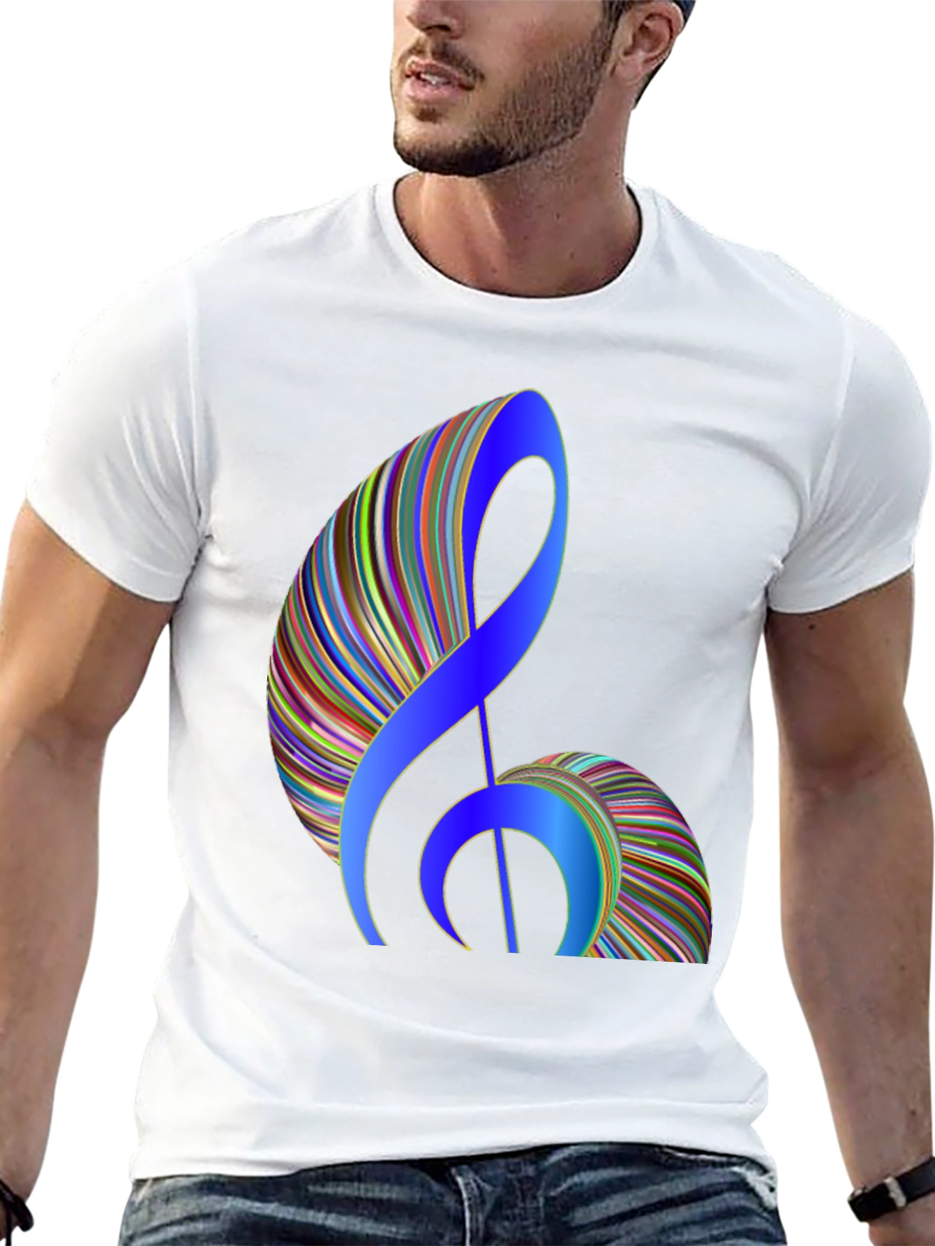 Stylish Music Note Graphic Black T-Shirt