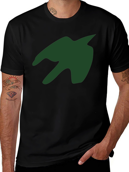 Green Silhouette Graphic Print Black T-Shirt