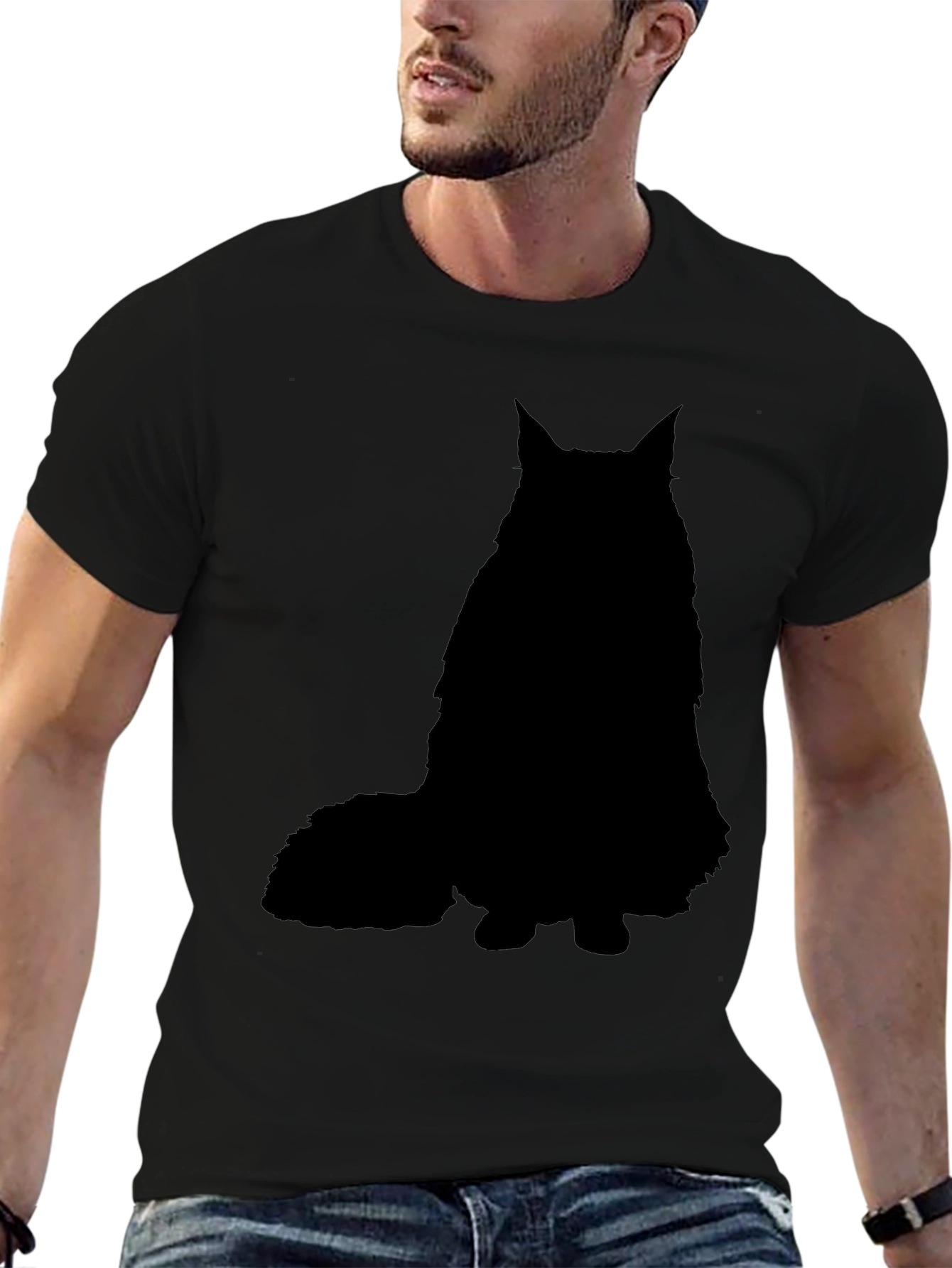 Black Cat Silhouette Graphic T-Shirt
