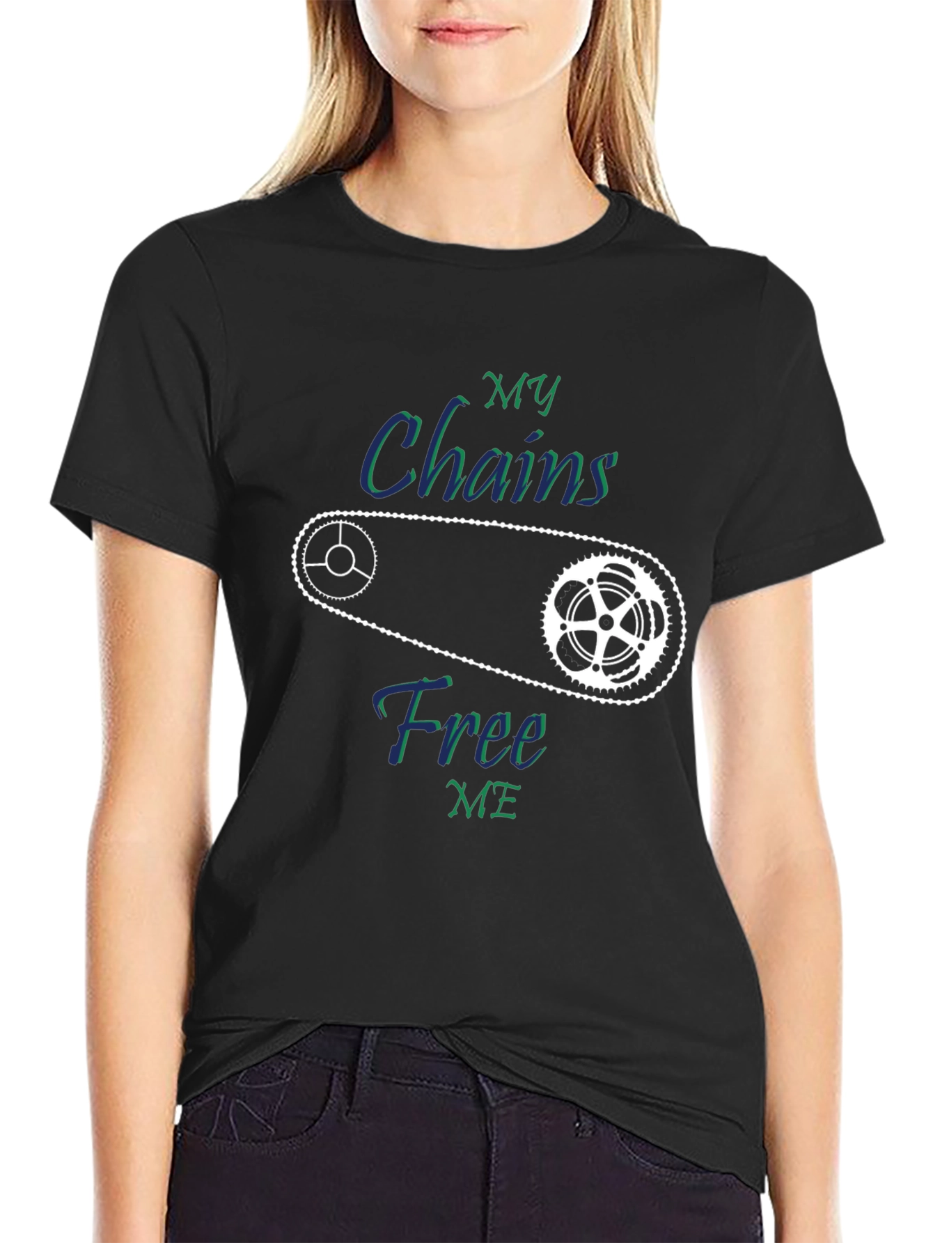 My Chains Free Me Biker T-Shirt - Black