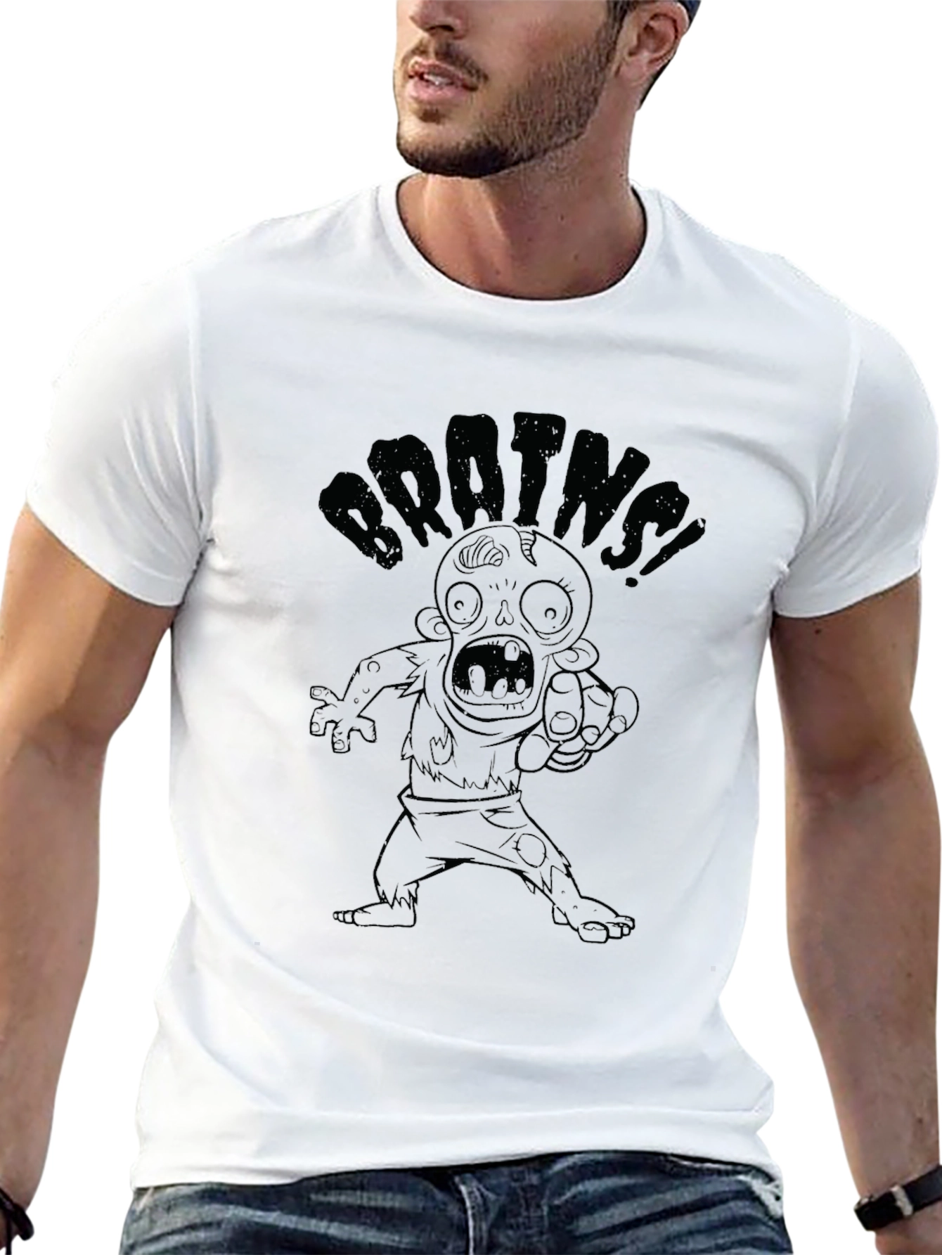 Brains! Zombie Graphic Black T-Shirt