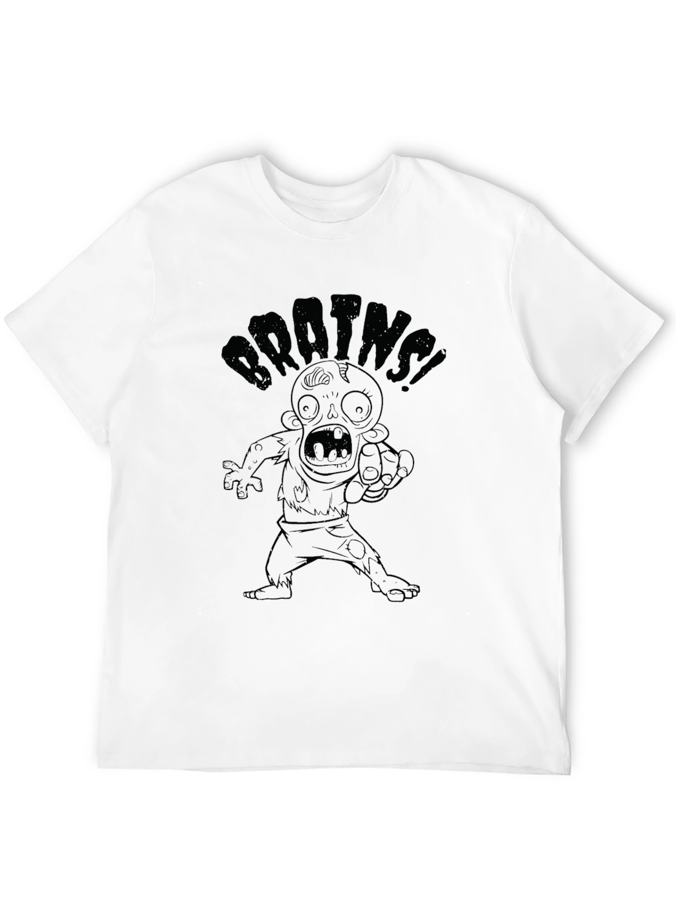 Brains! Zombie Graphic Black T-Shirt