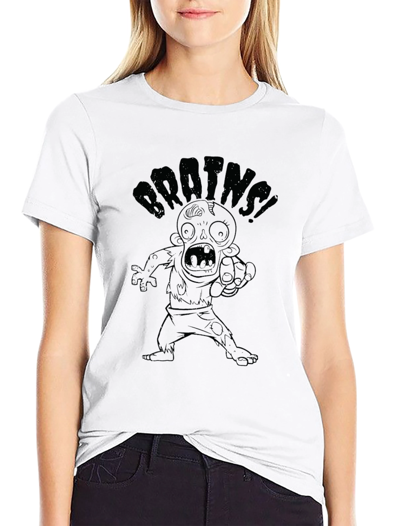 Brains! Zombie Graphic Black T-Shirt