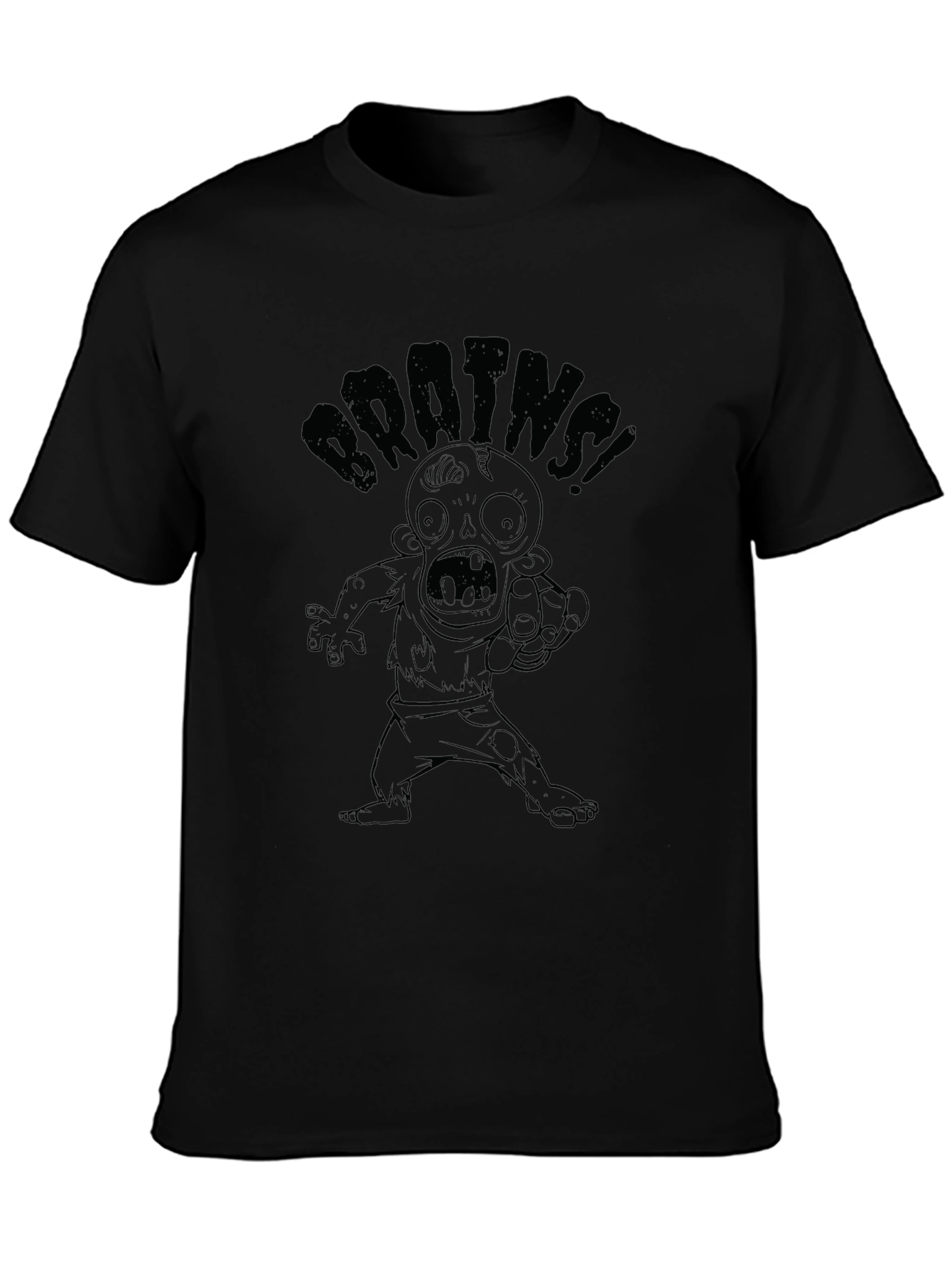 Brains! Zombie Graphic Black T-Shirt