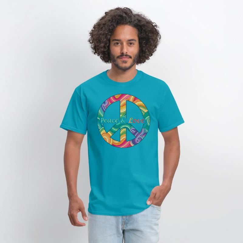 Peace Love Psychedelic Swirl Sign Retro 60s
