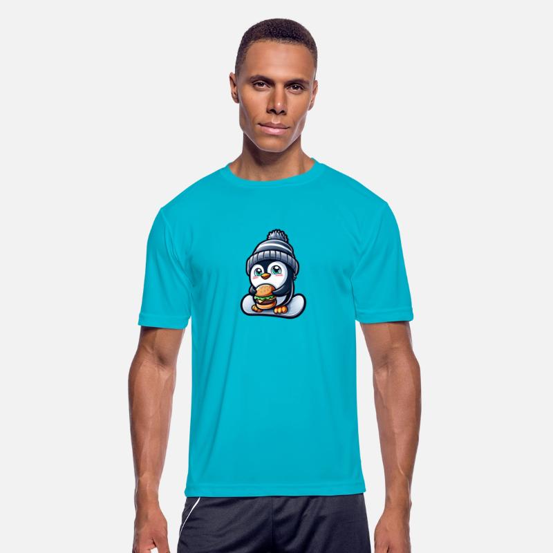 Penguin Snowboard Cheeseburger Fun