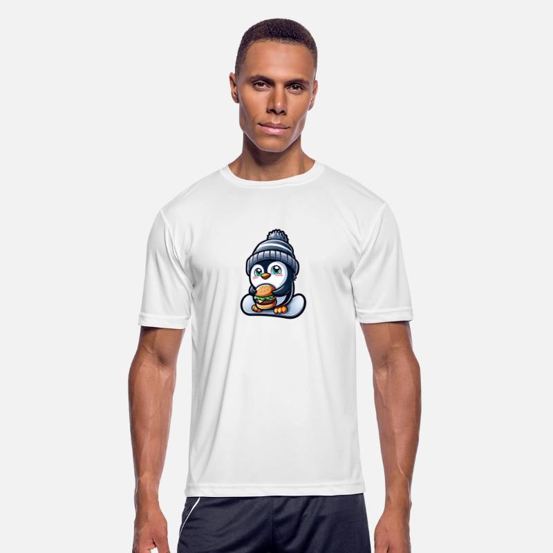 Penguin Snowboard Cheeseburger Fun