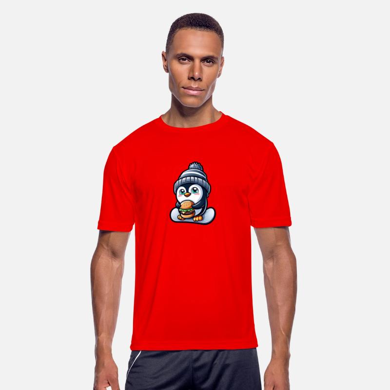 Penguin Snowboard Cheeseburger Fun
