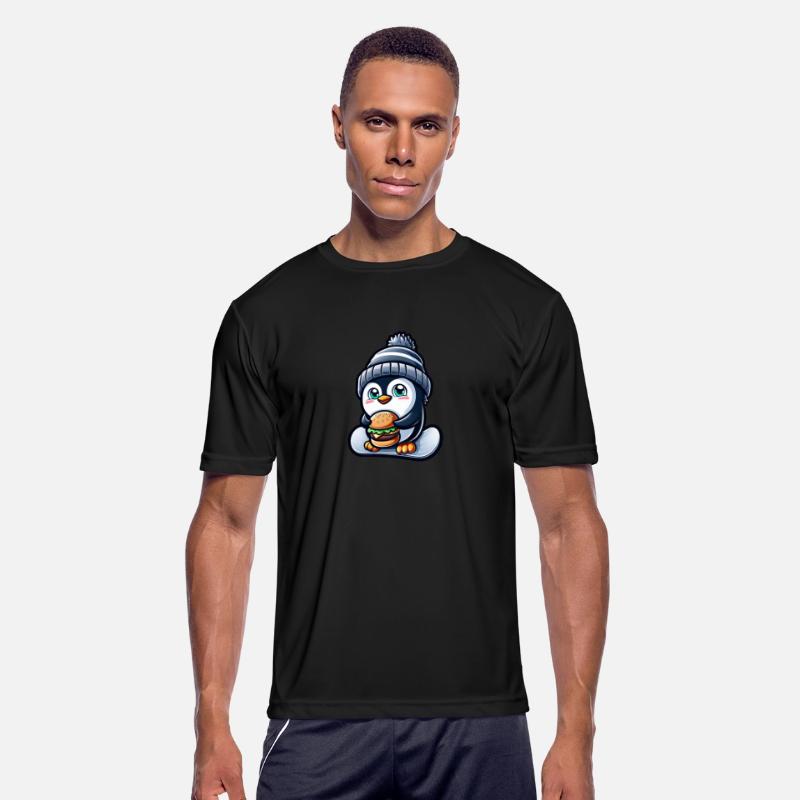 Penguin Snowboard Cheeseburger Fun