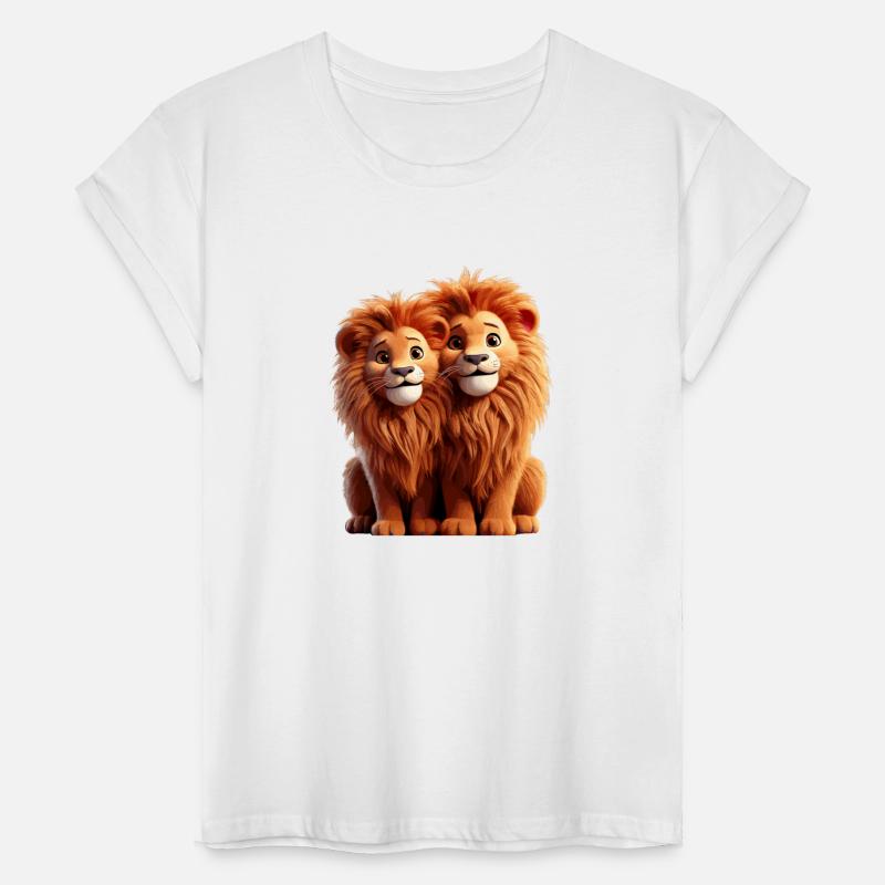 Perfect match Adorable Lion Couple Cartoon