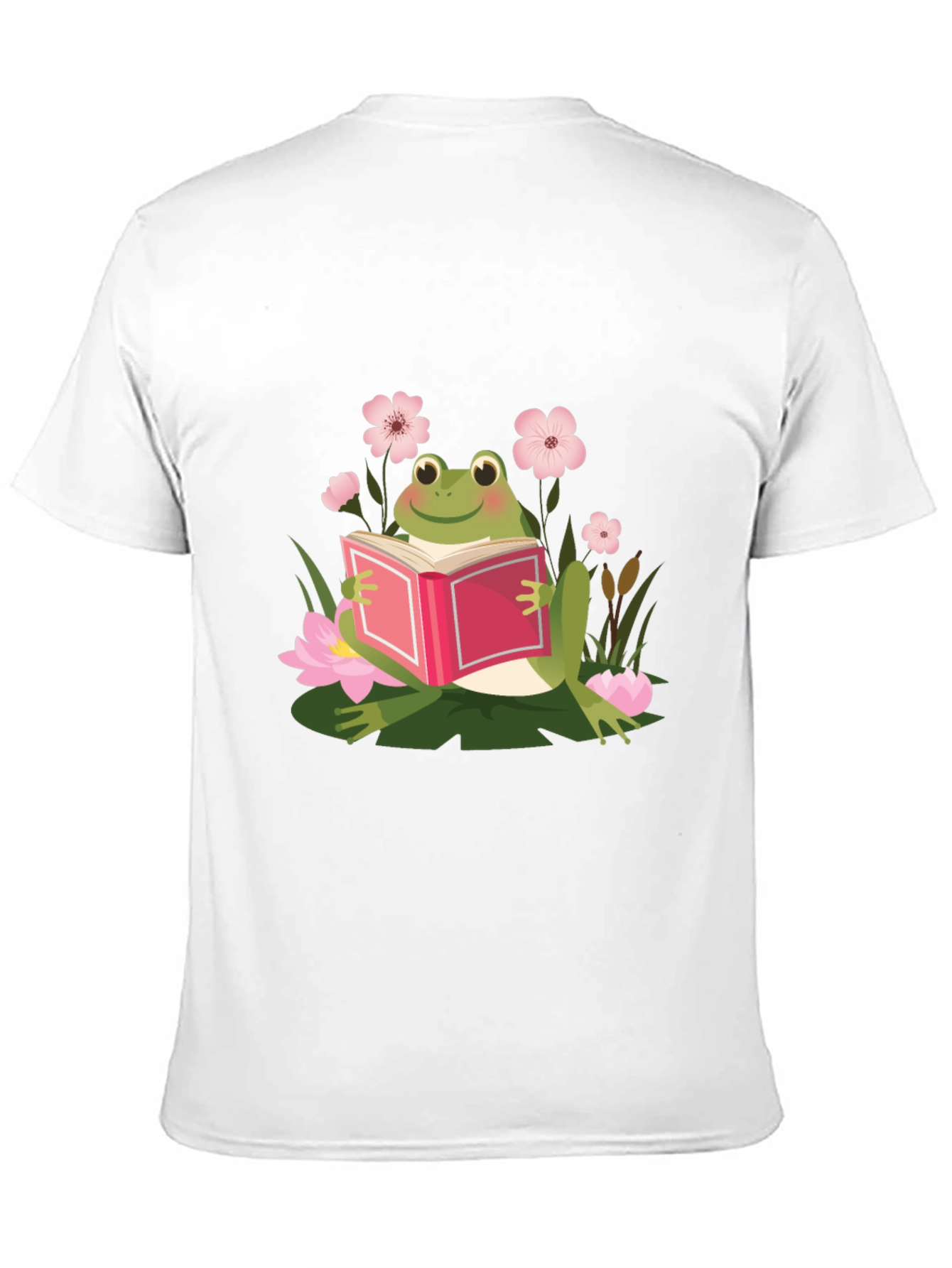 Frog Reading Book Black T-Shirt
