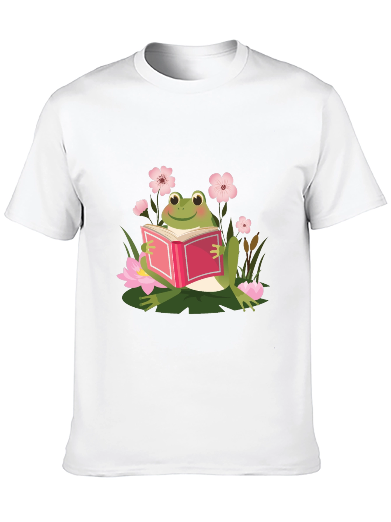 Frog Reading Book Black T-Shirt