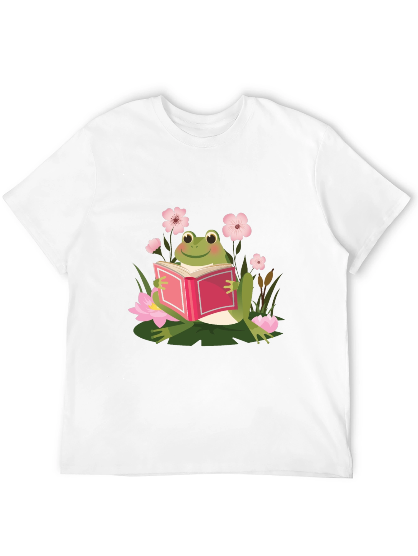 Frog Reading Book Black T-Shirt