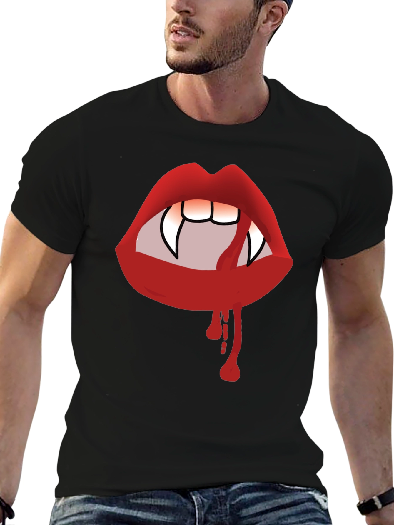 Vampire Lips Black Graphic Tee