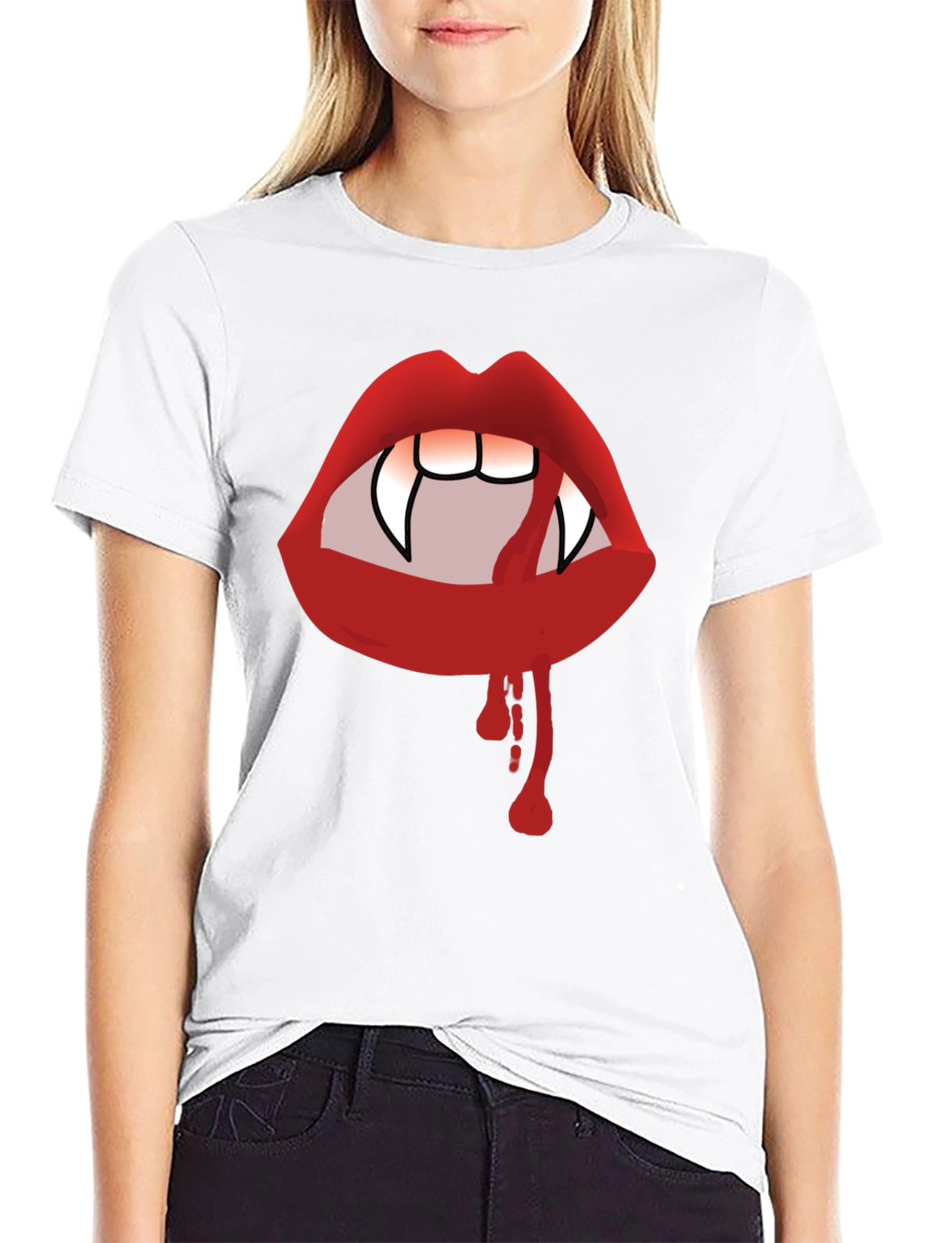 Vampire Lips Black Graphic Tee