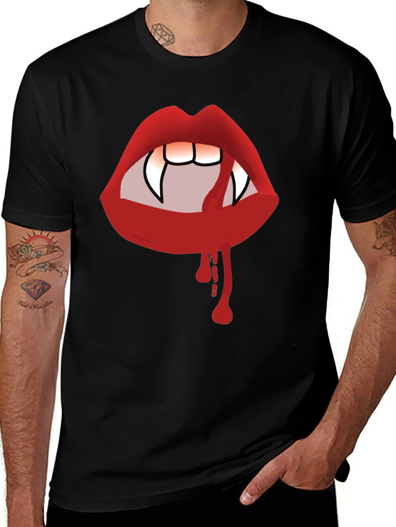 Vampire Lips Black Graphic Tee