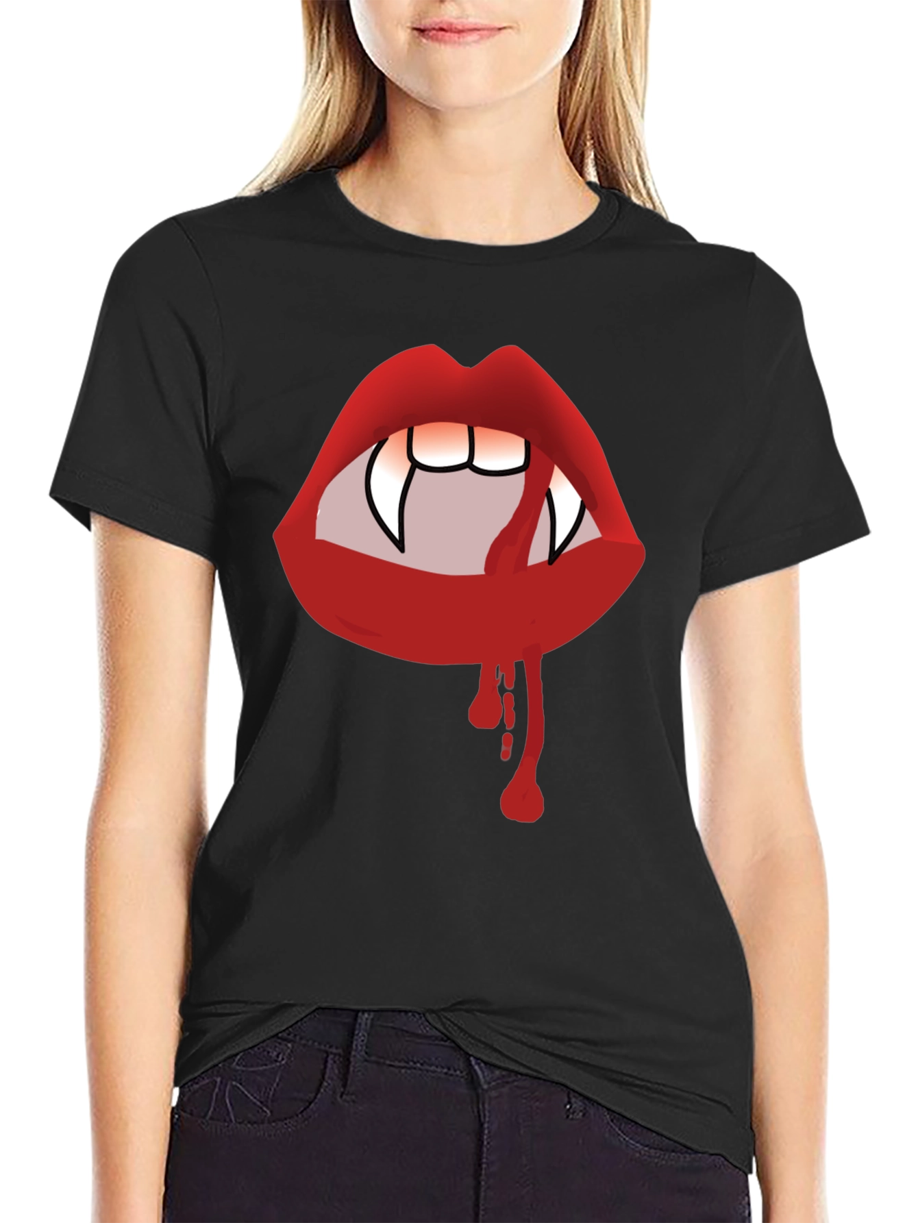 Vampire Lips Black Graphic Tee