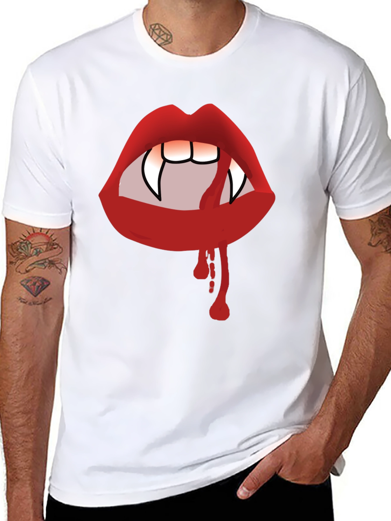 Vampire Lips Black Graphic Tee