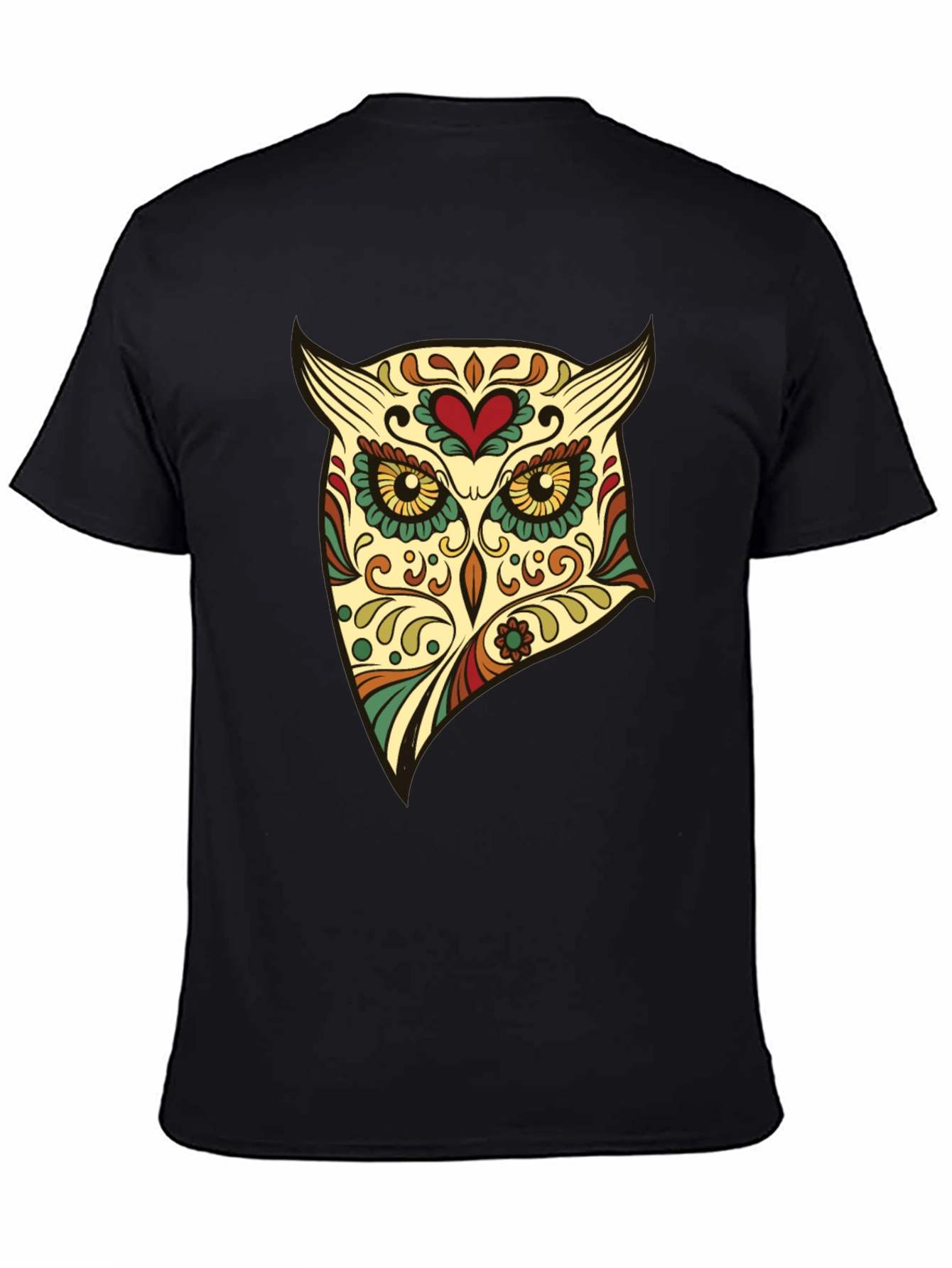 Owl Sugar Skull Graphic Tee - Mens Black T-Shirt