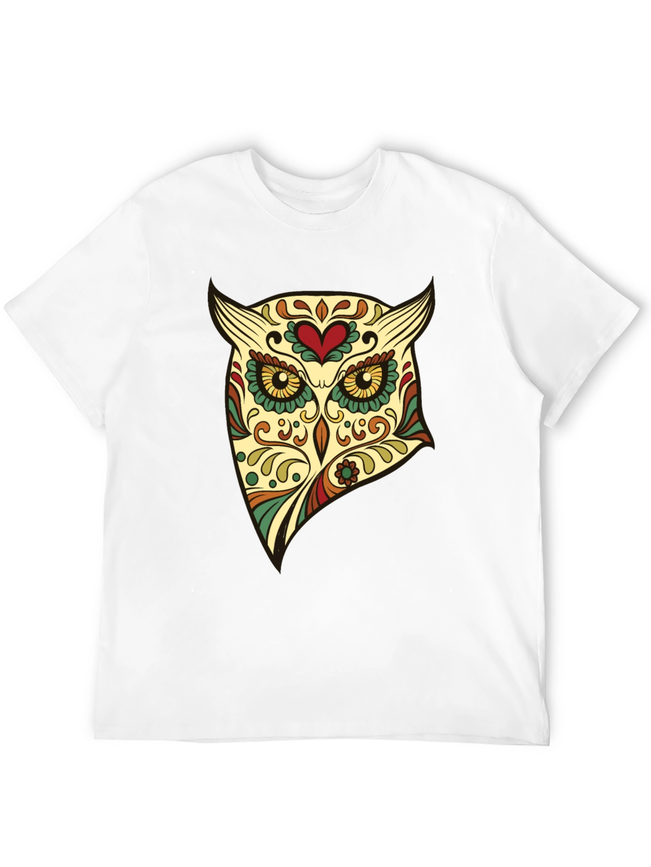 Owl Sugar Skull Graphic Tee - Mens Black T-Shirt