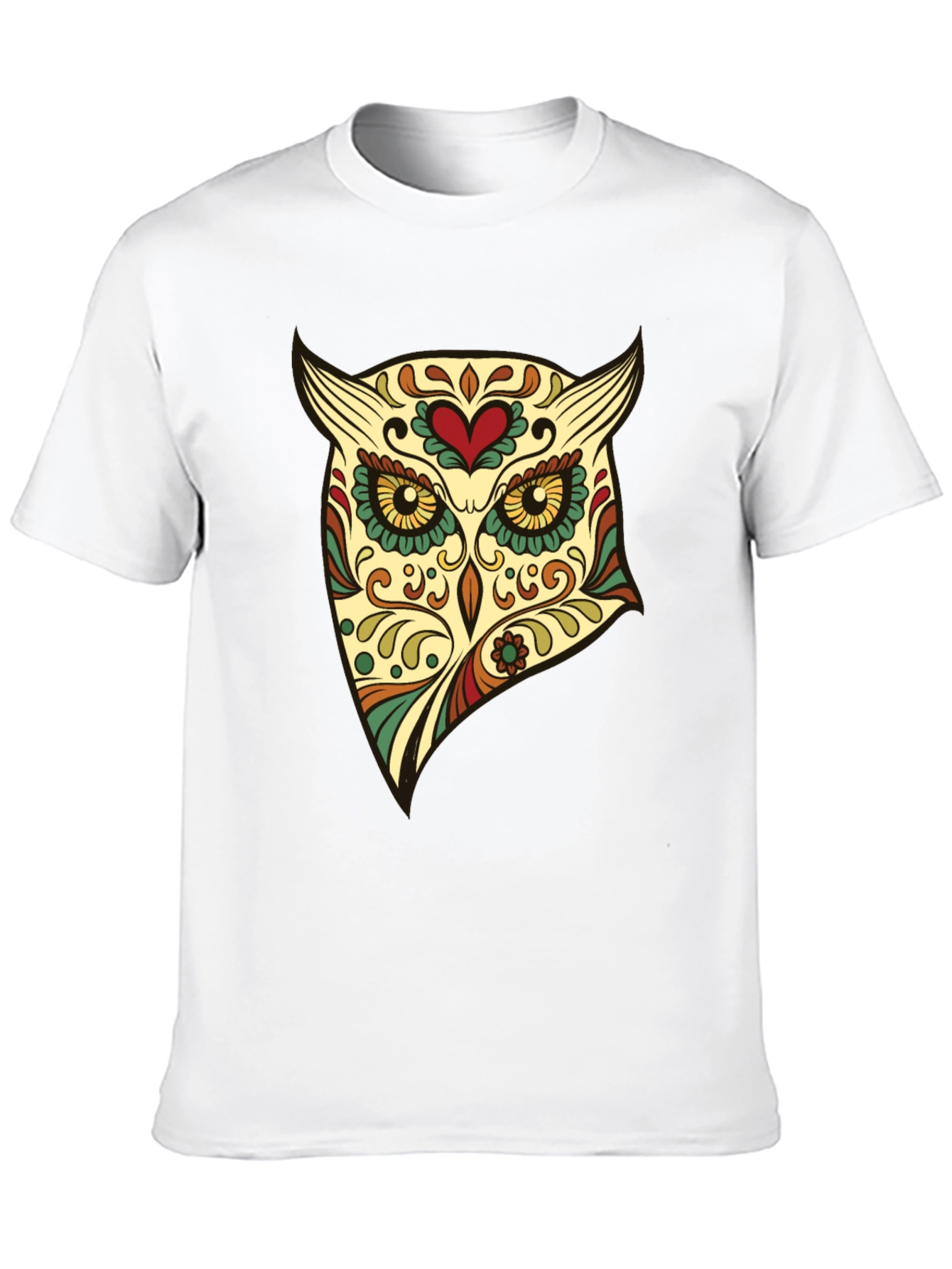 Owl Sugar Skull Graphic Tee - Mens Black T-Shirt